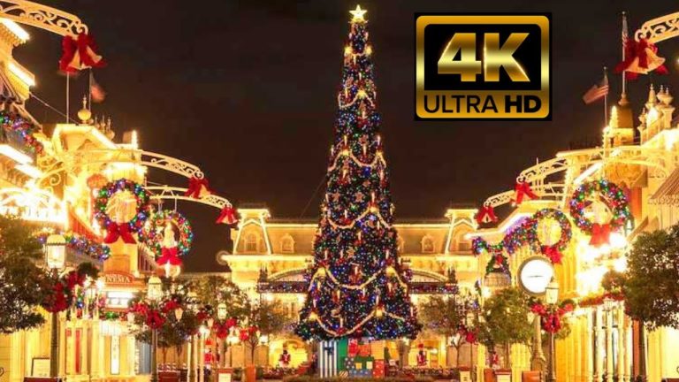 Magic Kingdom Main Street Nighttime Christmas Stroll | 4K HD Walk | Magic Kingdom | Walt Disney